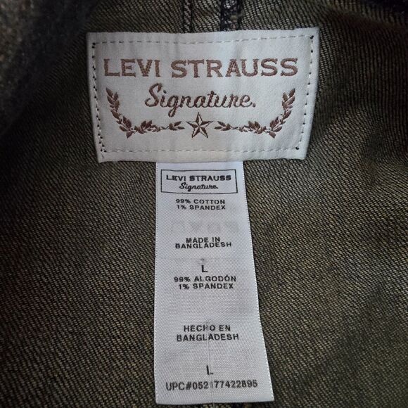 Levi's Jean Jacket Women's Large Mock Neck Button Dk Wash Blue Strauss Signature - Picture 4 of 16
